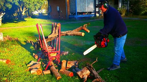 chainsawing more wood and a look around the yard for more old wood