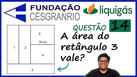 Questão 14 Liquigás CESGRANRIO | Como calcular a área do retângulo | Um quadrado foi dividido em