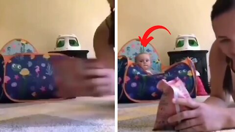 Baby hilarious reaction when mother opened her baby's favorite food wrapper