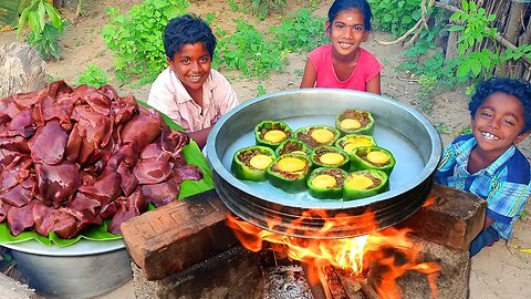 CHICKEN LIVER RECIPE | Chicken Liver Capsicum Omelette Recipe | Village Chicken Recipe