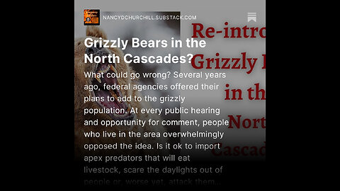 Reintroduce Grizzly Bears in the North Cascades? What could go wrong?