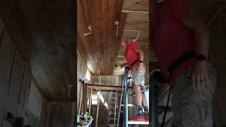 Installing Tongue and Groove Ceiling Planks | Tiny House Build