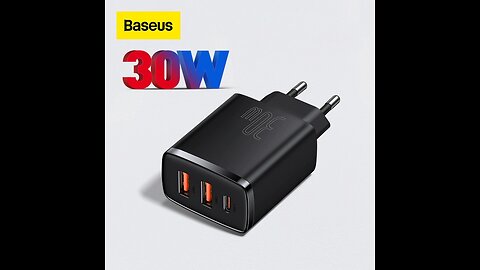 Carregador 30W USB QC3.0 PD3.0 Tipo C 3 portas Baseus