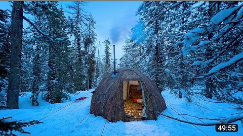 Spring Hot Tent Camping In The Snow