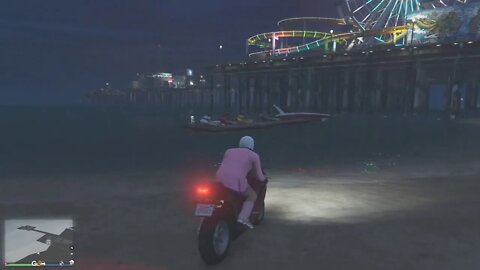 Motorcycle, Sandy Beach, Swim to Boat #Motorcycle #SandyBeach #Boat #GTAV