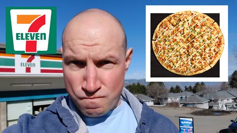 7 Eleven's New Chicken Taco Pizza with Pesto Drizzle!