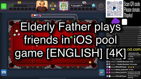 Elderly Father plays friends in iOS pool game [ENGLISH] [4K] 🎱🎱🎱 8 Ball Pool 🎱🎱🎱