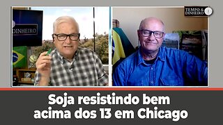 Soja resistindo bem acima dos 13 em Chicago