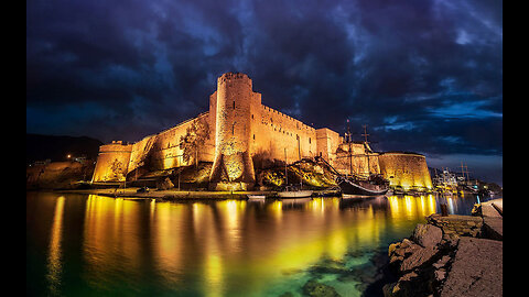 North Cyprus Most Beautiful Popular City GIRNE Kyrenia City Night View