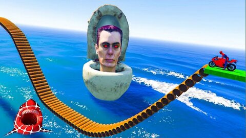 NEW EPIC RAGDOLLS - All Superheroes on Spider Shark bridge VS Skibidi Toilet in GTA V