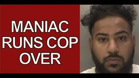 MANIAC DRIVER RUNS OVER COP