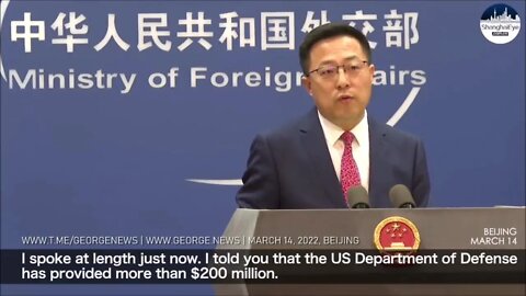 Chinese Foreign Ministry Spokesperson Zhao Lijian Questions US DoD funding of "labs" in Ukraine