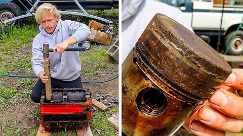 Seized Pistons in Abandon 1950s Massey Harris 35 Combine Revival Episode 5