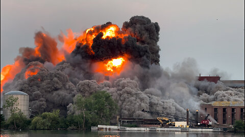 Power Plant Boiler House IMPLODED in Trenton, MI (WARNING: Loud Video)