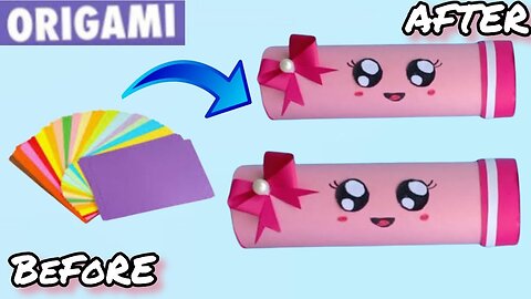 DIY Paper Pencil Box / Easy Origami box tutorial / How to make a paper pencil box / School craft