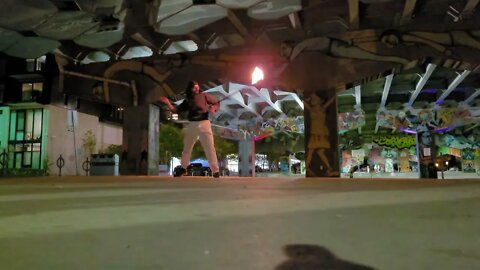 Fire Staff flow session @ Underpass park (spin log 5.18.2022)