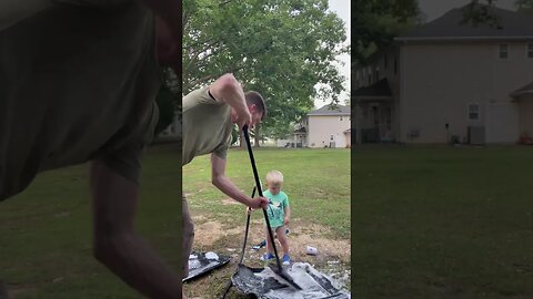 Helping Dad clean Mom’s car!