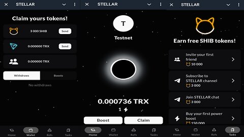 Stellar | Start Earning TRON (TRX) & SHIBA (Shiba-inu) | Complete Tasks For More Tokens | Telegram