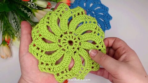 How to crochet spiral doily coaster tutorial by marifu6a