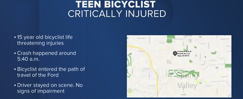 15-year-old on bicycle hit by car, critically injured in Spring Valley