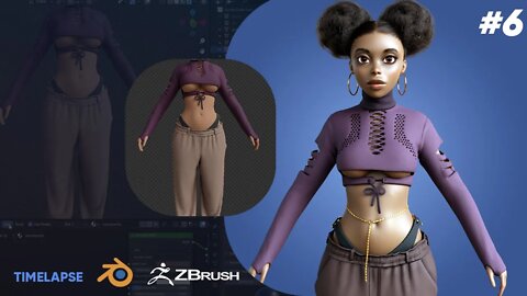 stylized character speedthrough |Part 6 | texturing | grooming | ZBrush |Blender