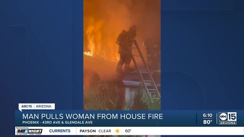 Big-hearted dog dad pulls woman from burning house