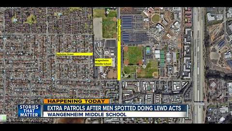 Men spotted performing lewd acts near school