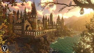 Autumn At Hogwarts | Sunset Ambience | Tree Wind, Water & Forest Nature Sounds