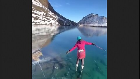 Skating On A Crystal Clear Frozen Lake