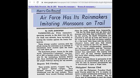 Geoengineering/Weather Weaponry Are Very Real. US Used Them To Attack Vietnam.