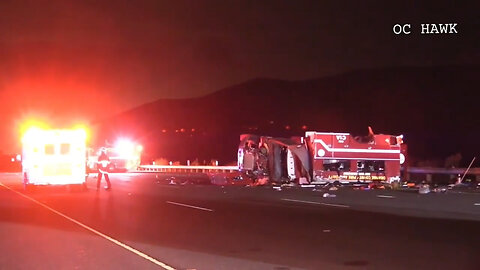 Eight California Firefighters Rushed To Hospital After Fire Truck Flips On Freeway