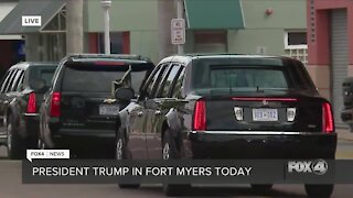 President Trump arrives at the Caloosa Sound Convention Center