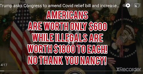 TRUMP VETOS NANCY $1800 TO ILLEGALS BILL