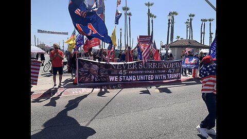 Crystal Myers-Barber In Huntington Beach Trump rally