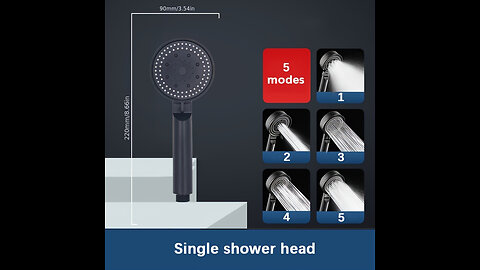 1pc High-Pressure Handheld Showerhead with 5 Spray Modes