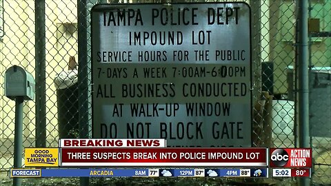 Officers arrest three people for attempting to break into the Tampa Police impound lot