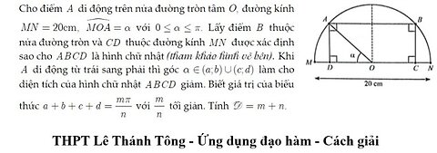 THPT Lê Thánh Tông: Cho điểm A di động trên nửa đường tròn tâm ,O đường kính20cm,