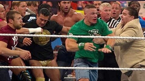 John Cena and Brock Lesnar get into a brawl that clears the entire locker room: Raw, April