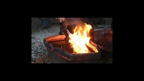 Forging a Wakizashi from a spring clip #shorts #knifemaking