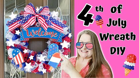 Sweet Freedom 4th of July Wreath DIY Deco Mesh Basic Cruffle Method Wreath Patriotic Wreath Tutorial