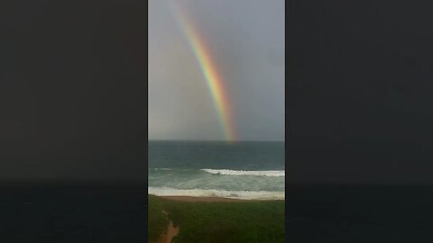 Rainbow over a moody sea 🌈 #kwazulunatal