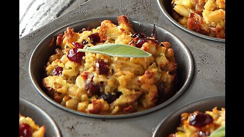 Cannabis Butter Cranberry Walnut Stuffing Muffins