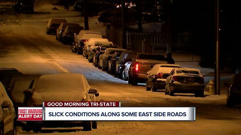 Greater Cincinnati side streets snow-covered, icy