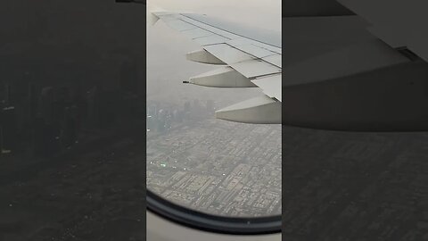 View of Downtown Dubai during descent into DXB