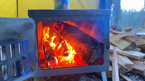 Hot Tent Wood Stove Camping in the Hoosier National Forest