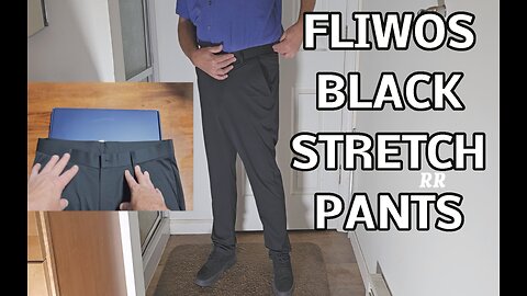 Fliwos Men's Black Stretch Dress Pants, Great for Work, Golf, Anything