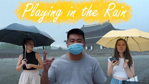 Playing in the Rain at a Korean Palace