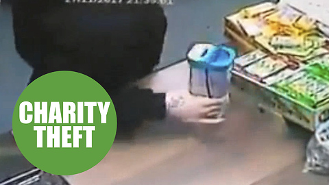 CCTV footage shows thief brazenly stealing charity collection box