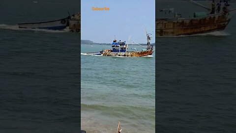 Fishing Trawler 🐟 #boat #goa #youtubeshorts #viral #shortsvideo #shorts #netfishing #goatravel