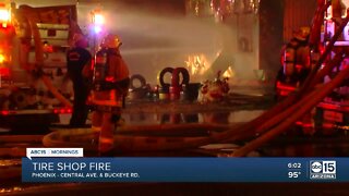 Tire shop goes up in flames in south Phoenix